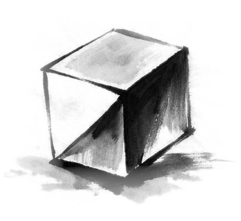 Illustrazione inferiore cubo 3D.