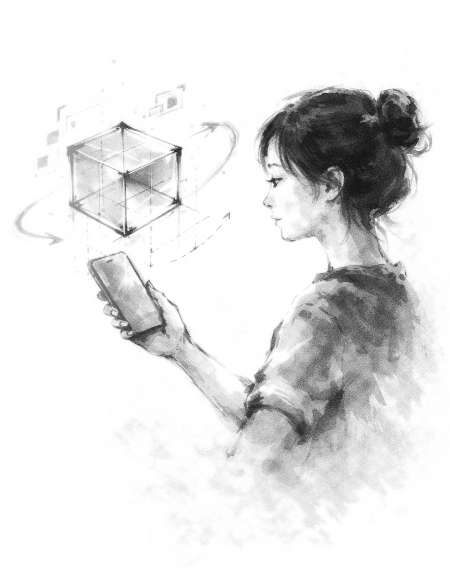 Visual hero VisionX dedicato alla visualizzazione 3D e realta aumentata.